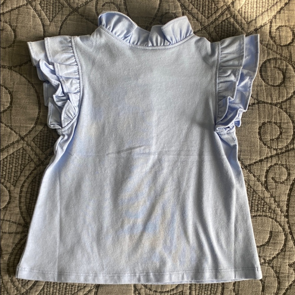Janie and Jack Blue Ruffle Sleeve Blouse - Picture 4 of 6